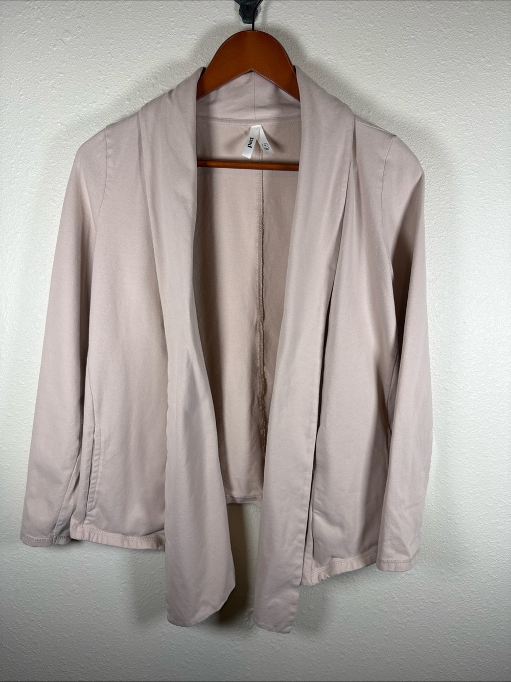 Pact Open Front Cream Pinkish Organic Cotton Cardigan Jacket Shawl Neck S